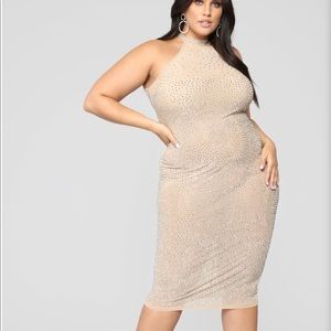 Fashion Nova Glo Up dress Nude 1X NWT